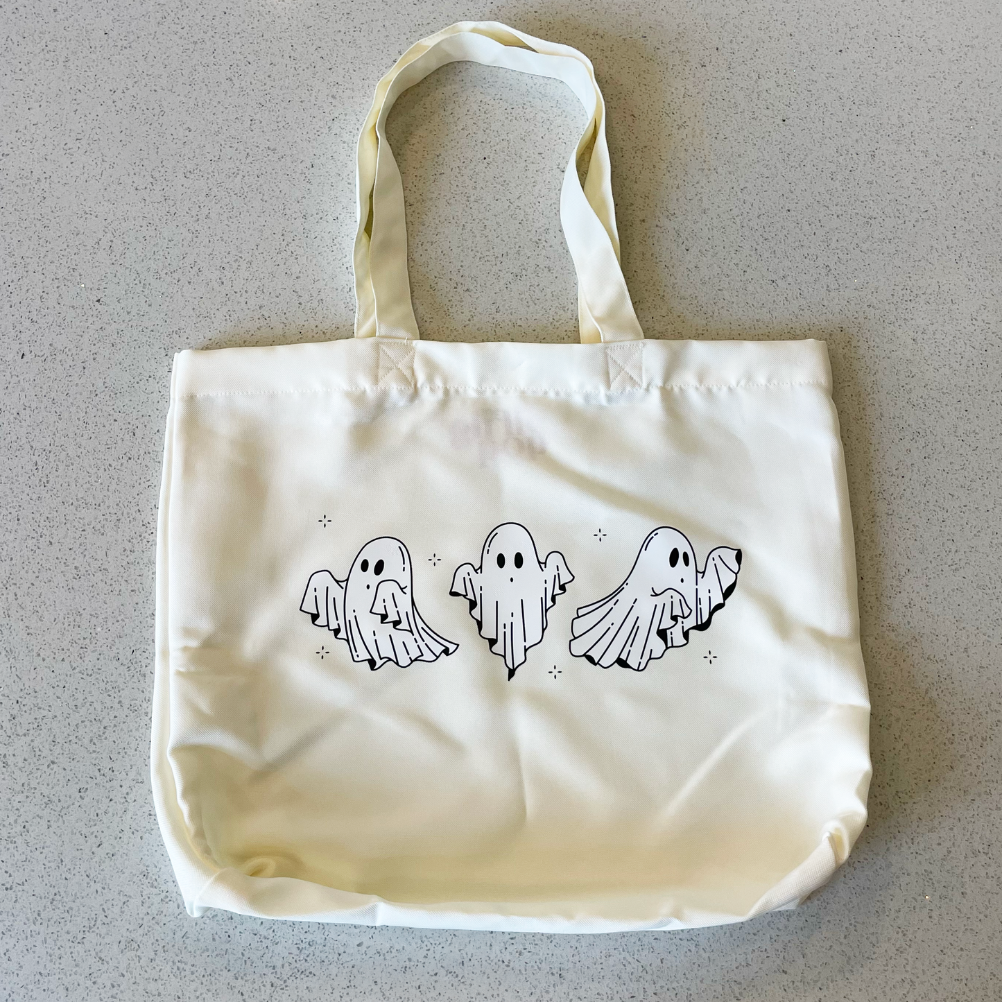 tote bag with three dancing ghosts