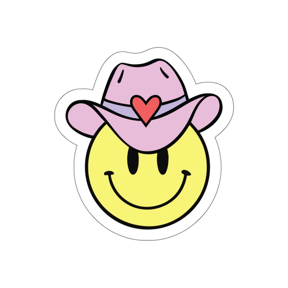 Smiley face with pink cowboy hat