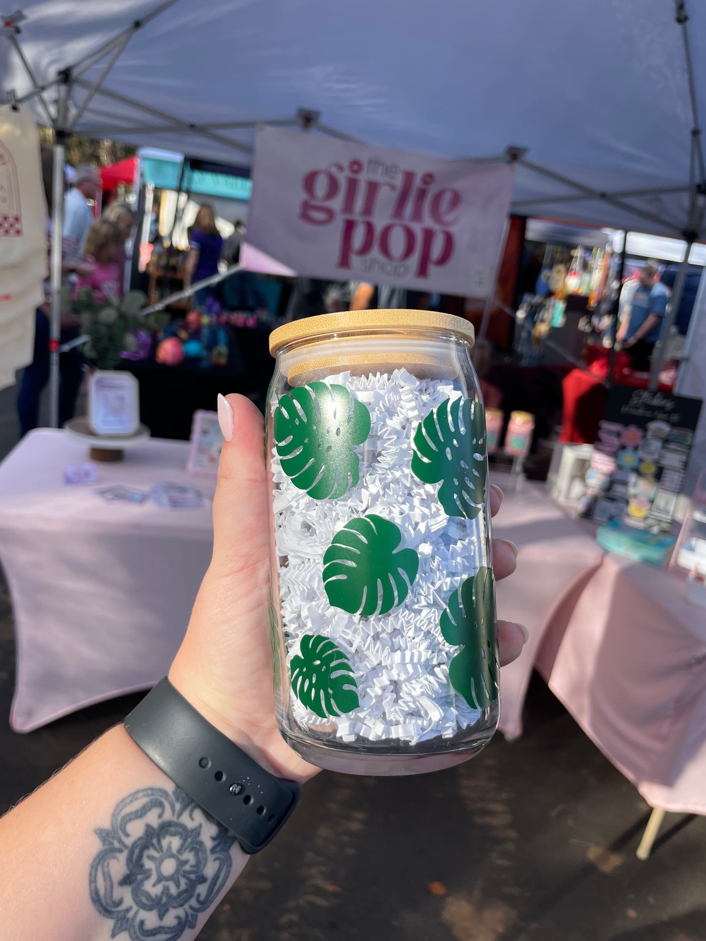 Monsterra Leaf Glass Tumbler