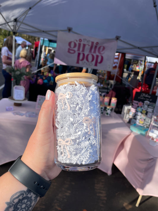 Pink Bow Glass Tumbler