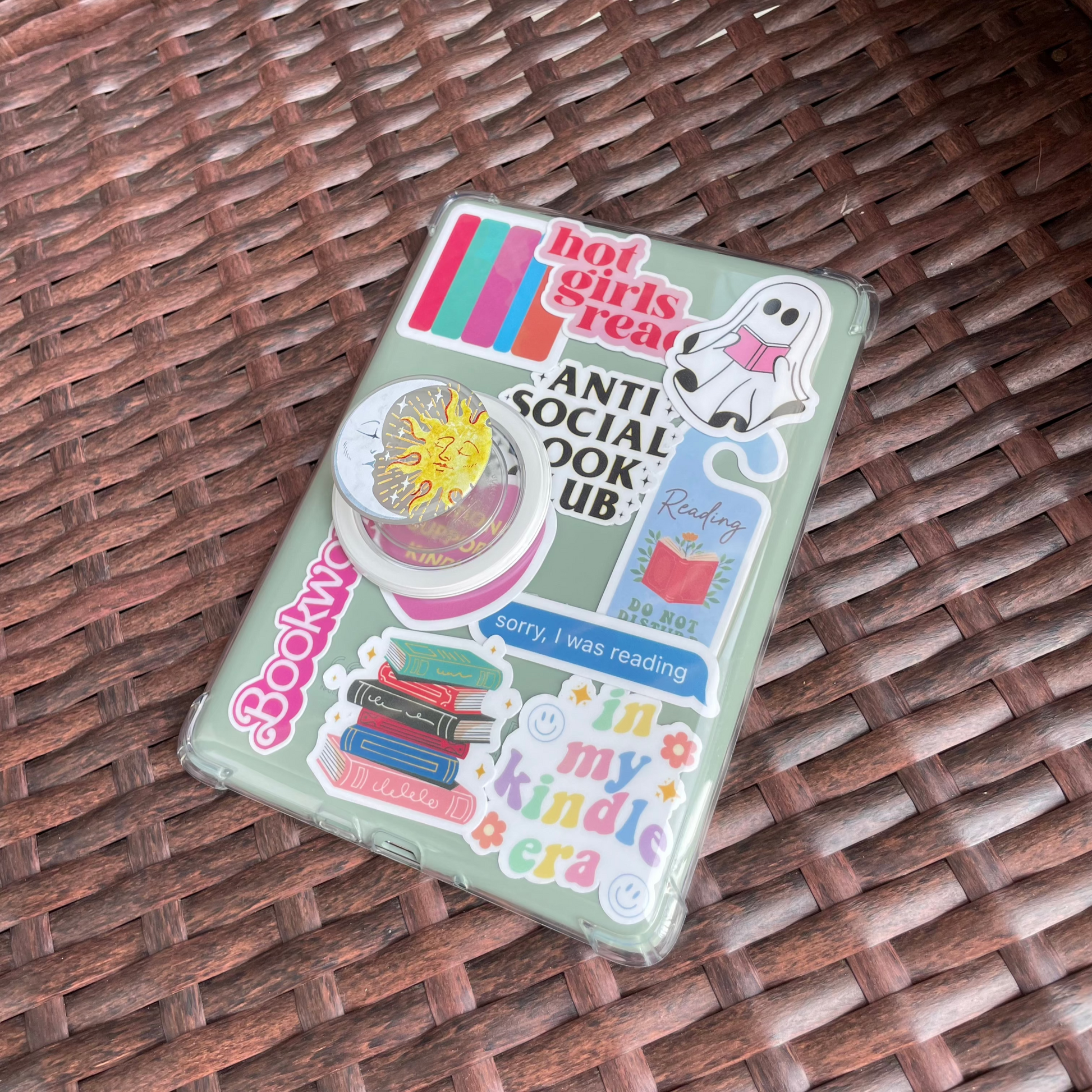 Sage Green Kindle Paperwhite With Stickers