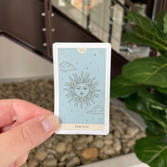 blue and cream the sun tarot card sticker